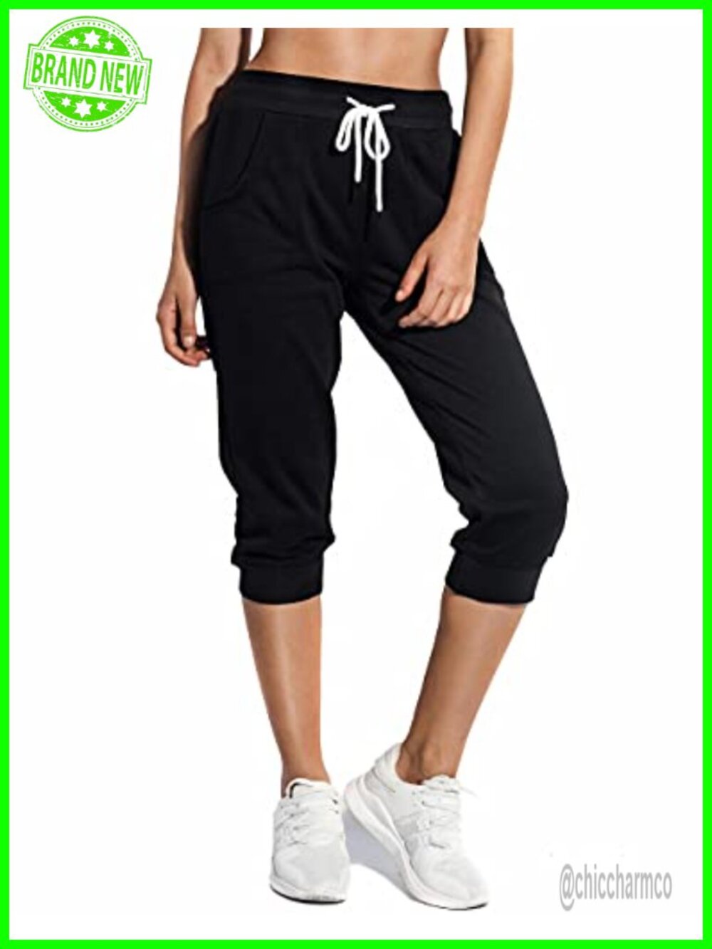 Capri Sweatpants French Terry Tapered Slim Joggers for Yoga Running Lounge